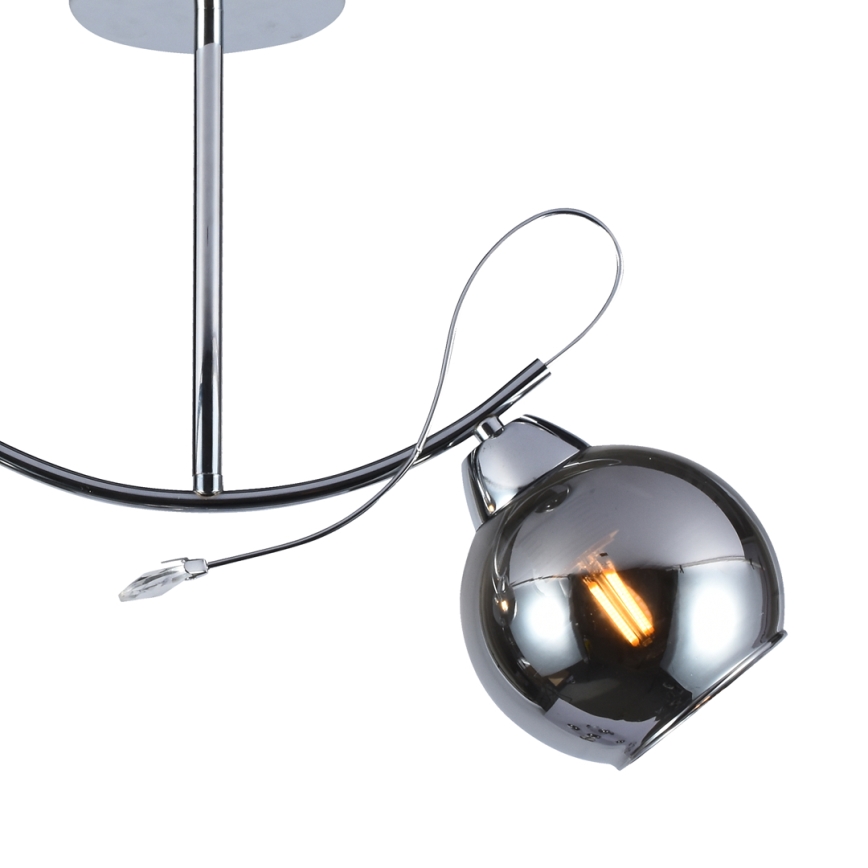 Pendellampe CONNOR 2xE27/15W/230V skinnende krom/grå