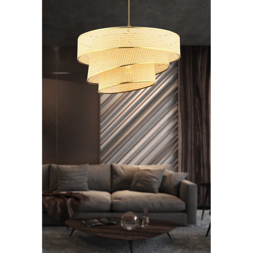 Pendellampe COUPER 1xE27/60W/230V beige/guld