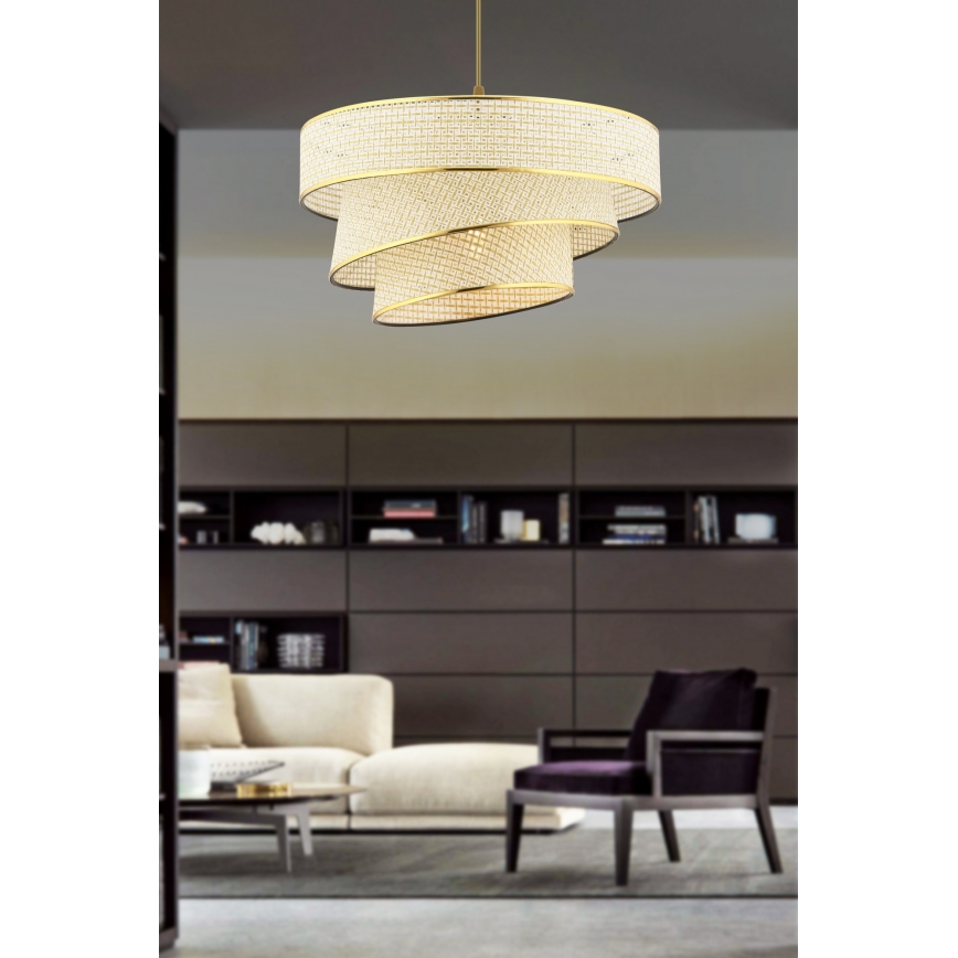 Pendellampe COUPER 1xE27/60W/230V creme/guld