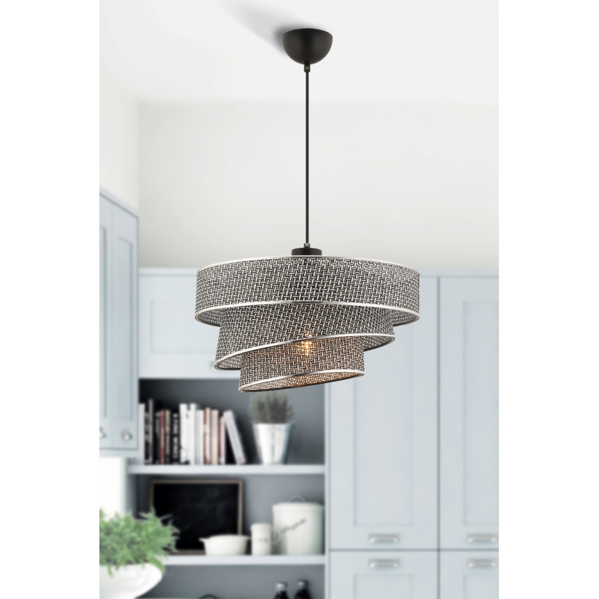 Pendellampe COUPER 1xE27/60W/230V grå/skinnende krom
