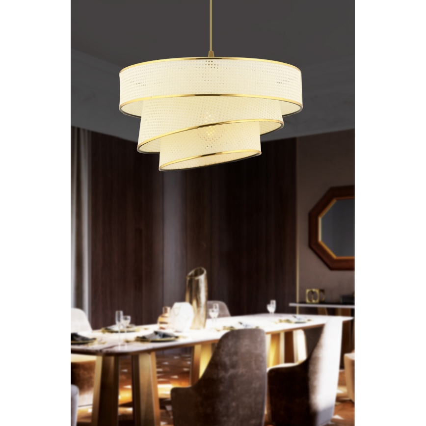 Pendellampe COUPER 1xE27/60W/230V hvid/guld