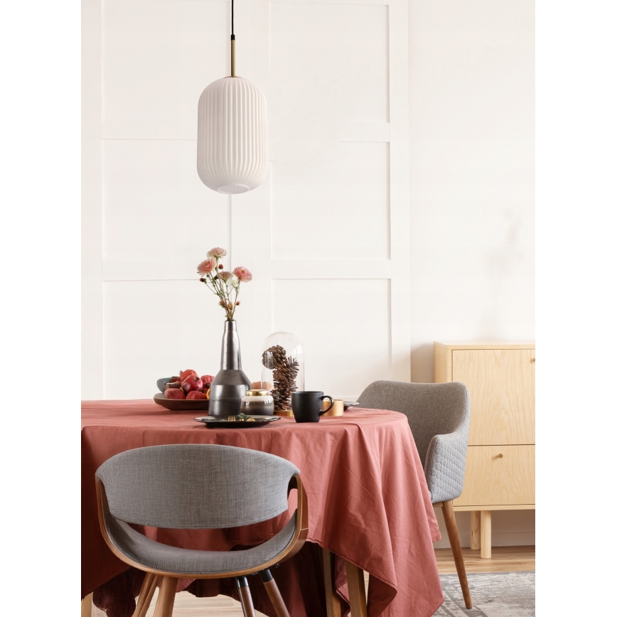 Pendellampe CRESTO 1xE27/40W/230V hvid/guld