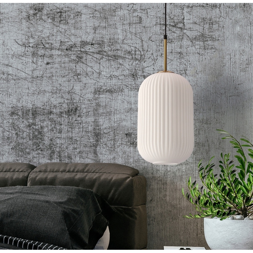 Pendellampe CRESTO 1xE27/40W/230V hvid/guld