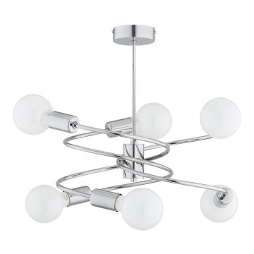 Pendellampe DISCO 6xE27/60W/230V skinnende krom