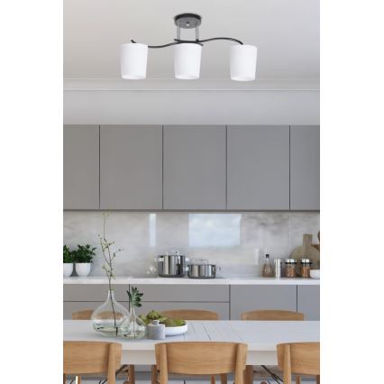 Pendellampe ESNYR 3xE27/40W/230V sort/hvid