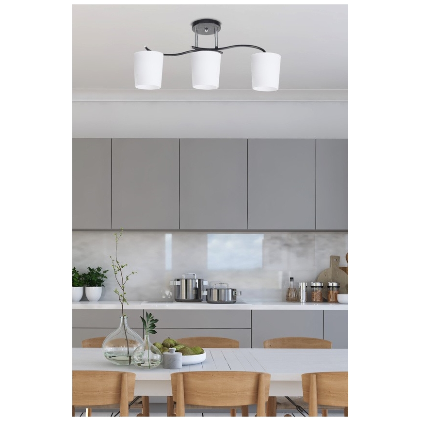 Pendellampe ESNYR 3xE27/40W/230V sort/hvid