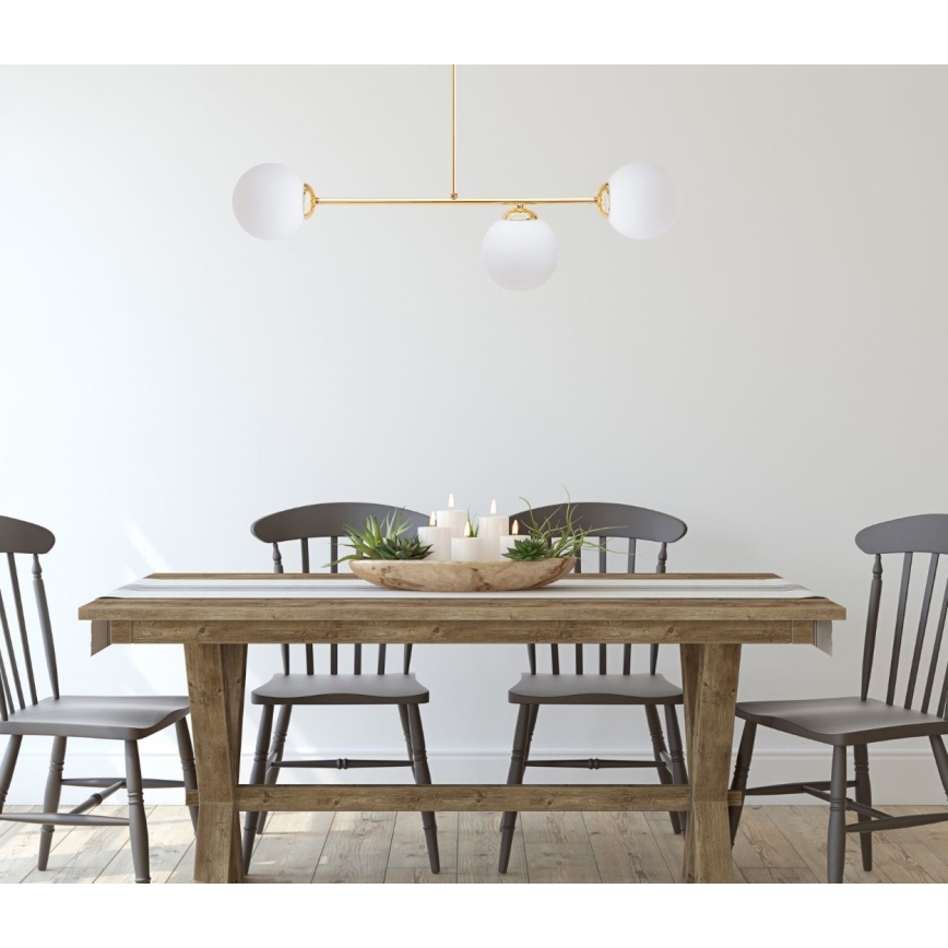 Pendellampe FIRA 3xE27/60W/230V guldfarvet
