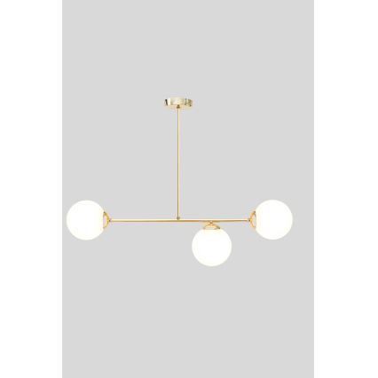 Pendellampe FIRA 3xE27/60W/230V guldfarvet