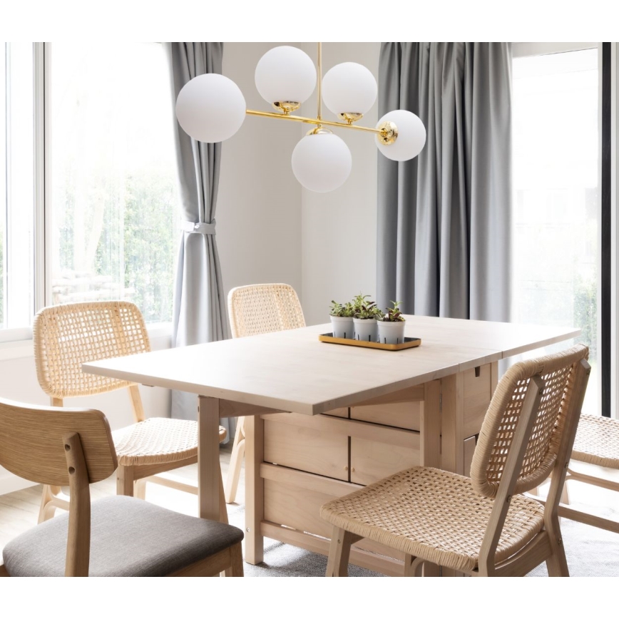 Pendellampe FIRA 5xE27/60W/230V guldfarvet