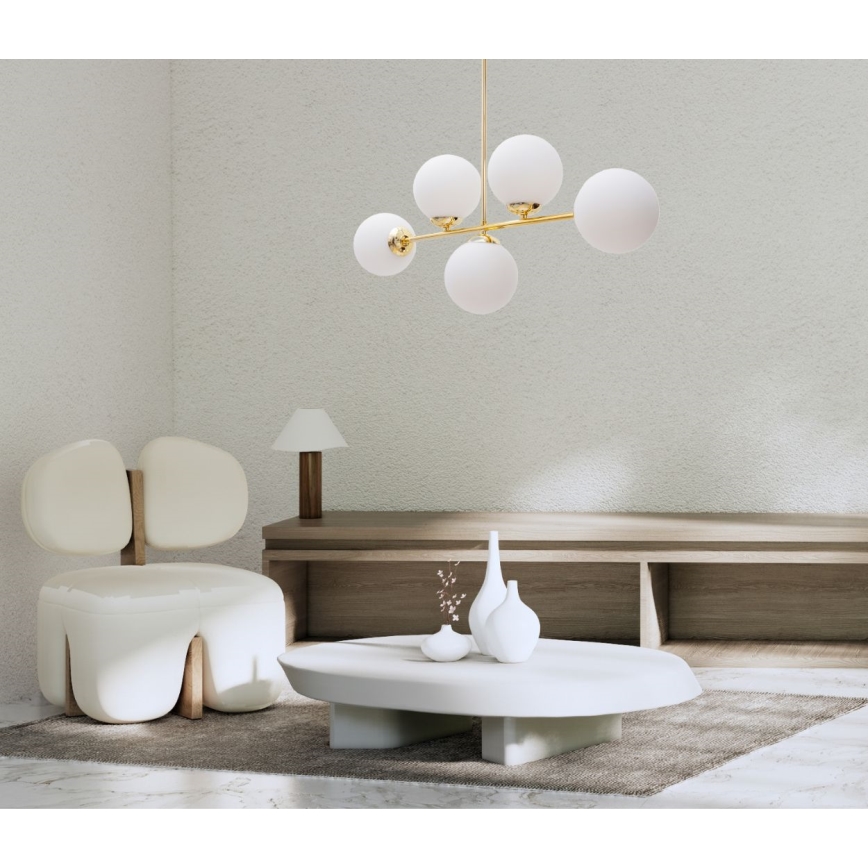 Pendellampe FIRA 5xE27/60W/230V guldfarvet