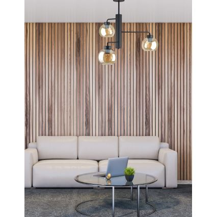Pendellampe FLEX 3xE27/60W/230V sort/røget beige