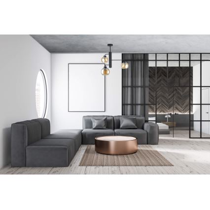 Pendellampe FLEX 3xE27/60W/230V sort/røget beige