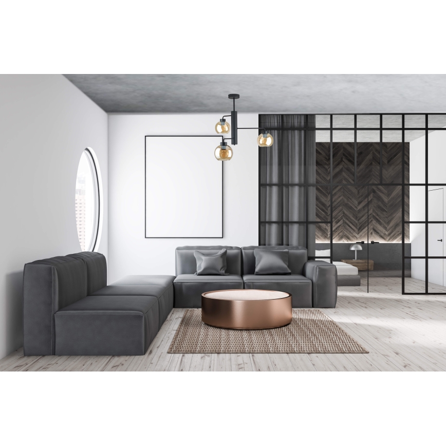 Pendellampe FLEX 3xE27/60W/230V sort/røget beige