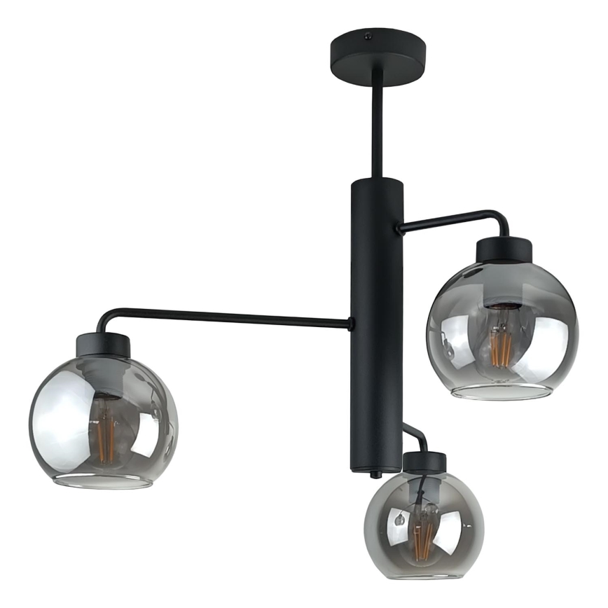 Pendellampe FLEX 3xE27/60W/230V sort/røget sort