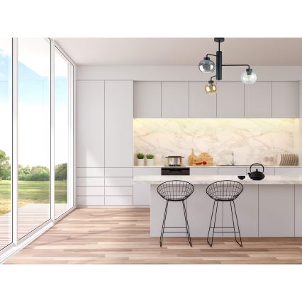Pendellampe FLEX 3xE27/60W/230V sort/røget sort/røget beige/transparent
