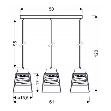 Pendellampe FRESNO 3xE27/60W/230V