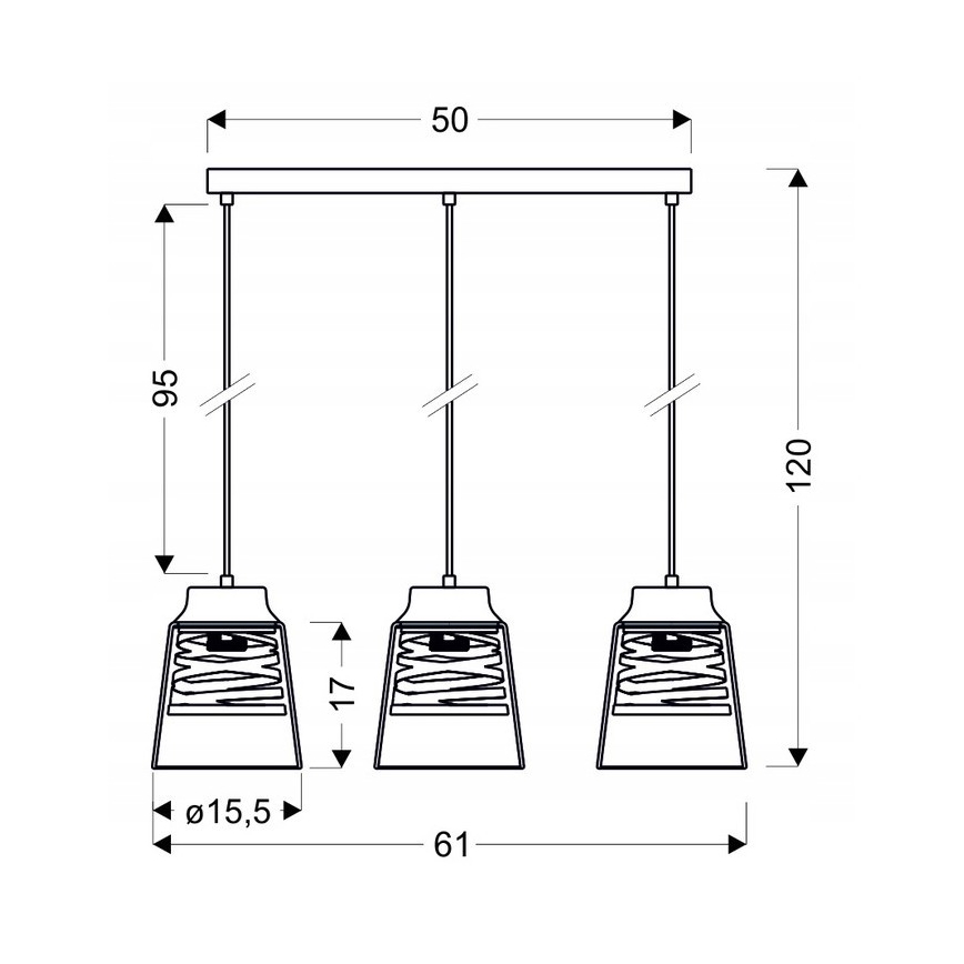 Pendellampe FRESNO 3xE27/60W/230V