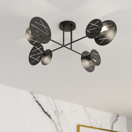 Pendellampe FRICK 4xE27/15W/230V sort