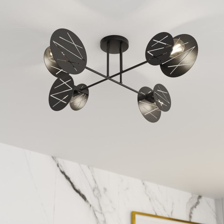 Pendellampe FRICK 4xE27/15W/230V sort