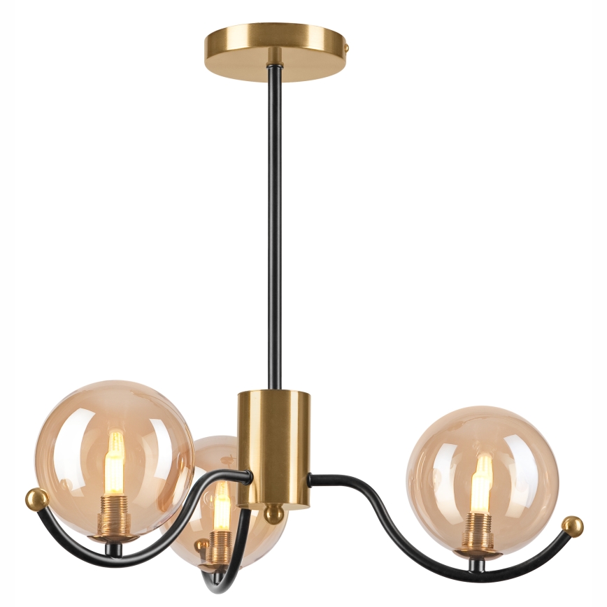 Pendellampe GEORGIA 3xE14/5W/230V guldfarvet/røget beige