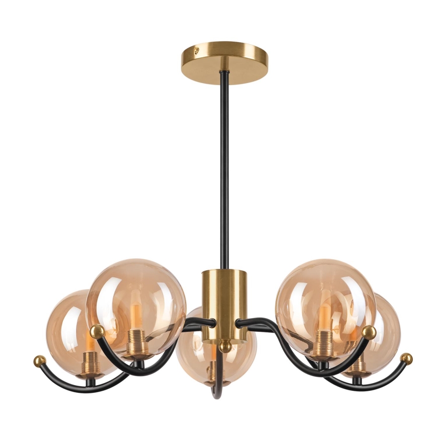 Pendellampe GEORGIA 5xE14/5W/230V guldfarvet/røget beige