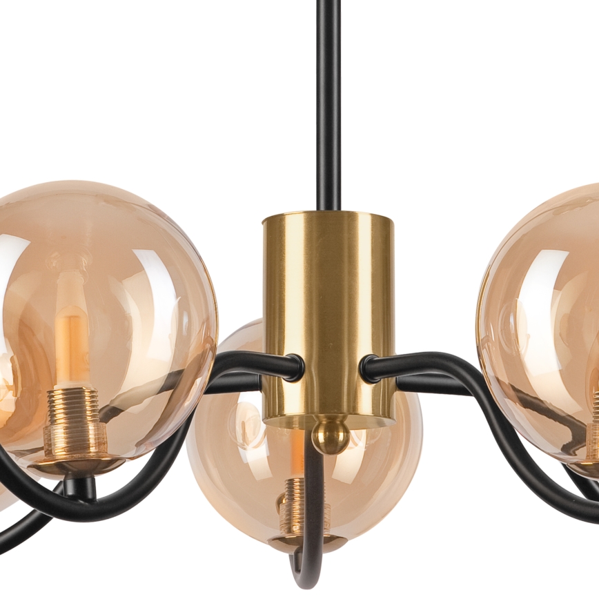 Pendellampe GEORGIA 5xE14/5W/230V guldfarvet/røget beige