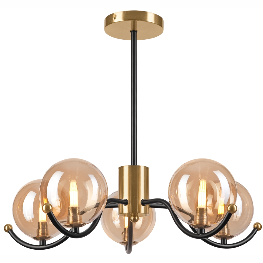 Pendellampe GEORGIA 5xE14/5W/230V guldfarvet/røget beige