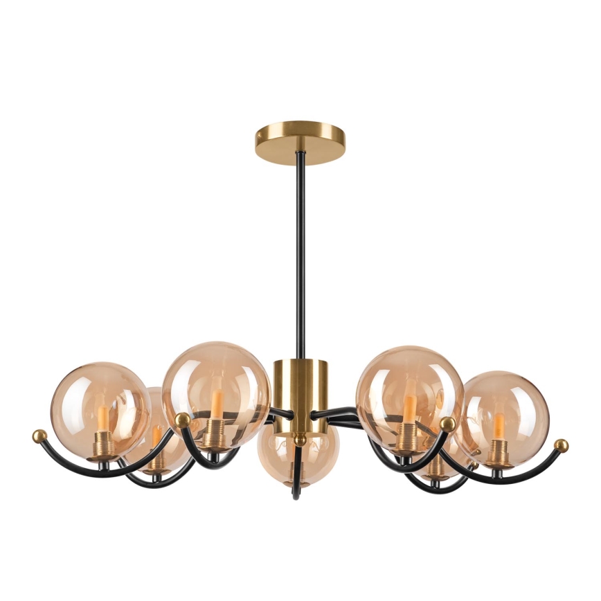Pendellampe GEORGIA 7xE14/5W/230V guldfarvet/røget beige