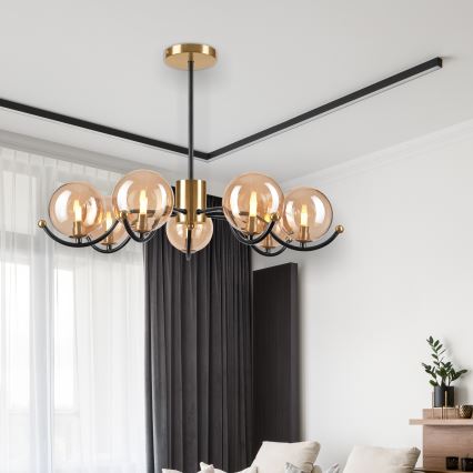 Pendellampe GEORGIA 7xE14/5W/230V guldfarvet/røget beige