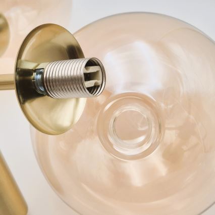 Pendellampe GEORGIA 7xE14/5W/230V guldfarvet/røget beige