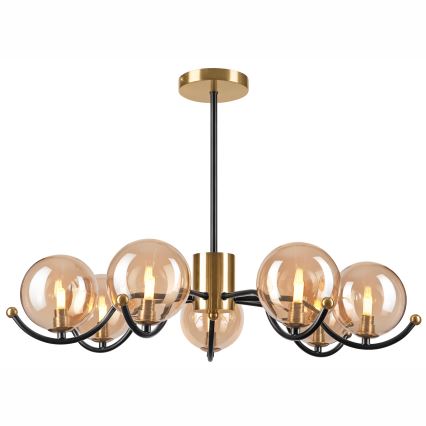 Pendellampe GEORGIA 7xE14/5W/230V guldfarvet/røget beige