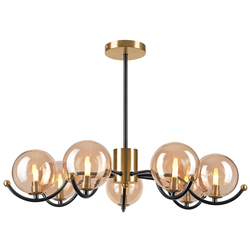 Pendellampe GEORGIA 7xE14/5W/230V guldfarvet/røget beige
