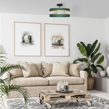 Pendellampe HELEN 3xE27/15W/230V grøn/guldfarvet
