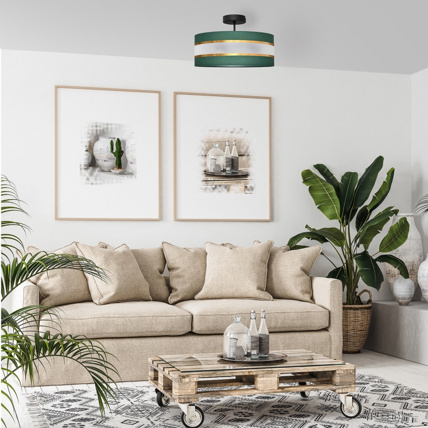 Pendellampe HELEN 3xE27/15W/230V grøn/guldfarvet