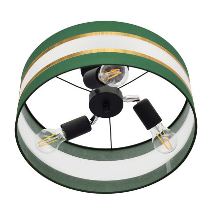 Pendellampe HELEN 3xE27/15W/230V grøn/guldfarvet
