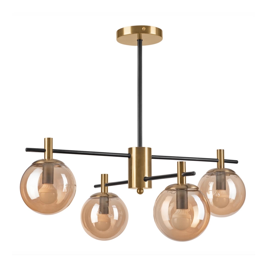Pendellampe LILOU 4xE14/5W/230V guldfarvet/sort/røget beige