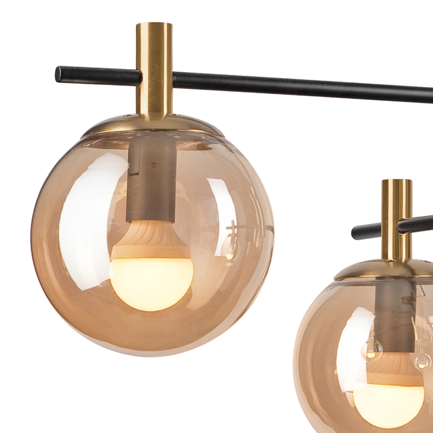 Pendellampe LILOU 4xE14/5W/230V guldfarvet/sort/røget beige