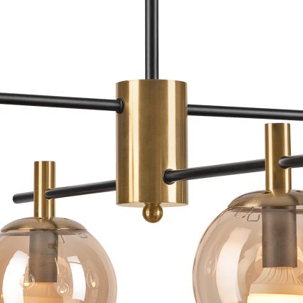 Pendellampe LILOU 4xE14/5W/230V guldfarvet/sort/røget beige