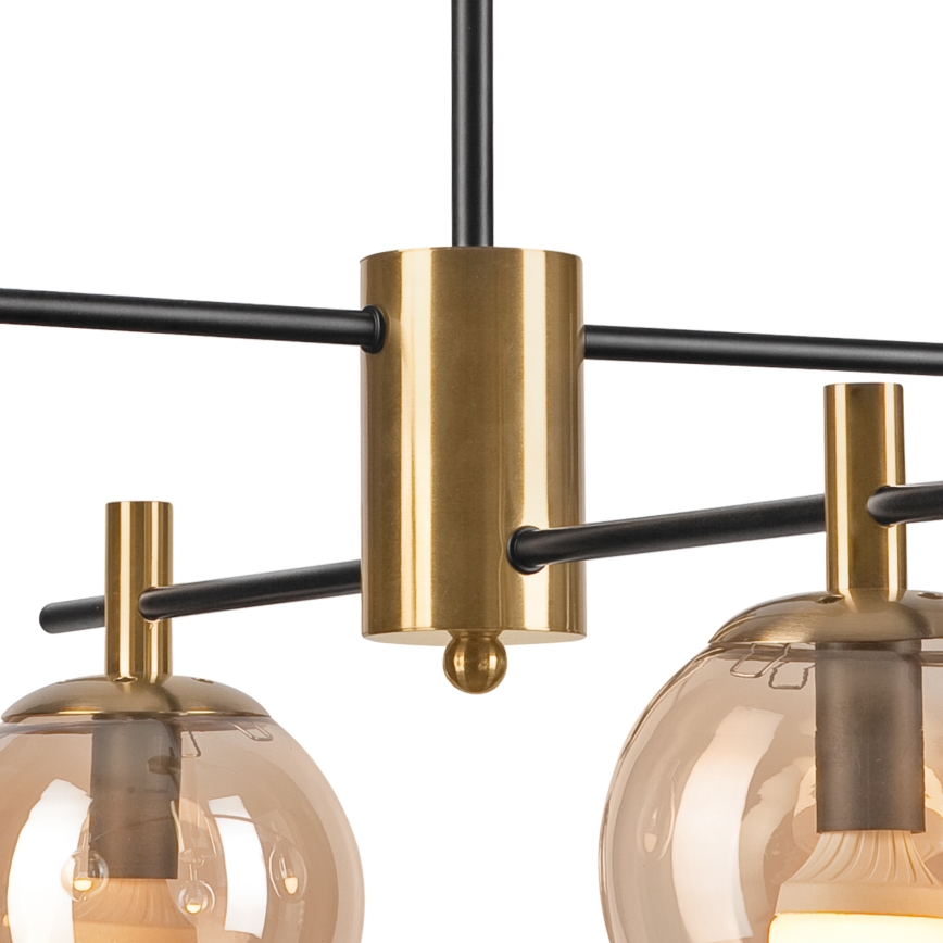 Pendellampe LILOU 4xE14/5W/230V guldfarvet/sort/røget beige