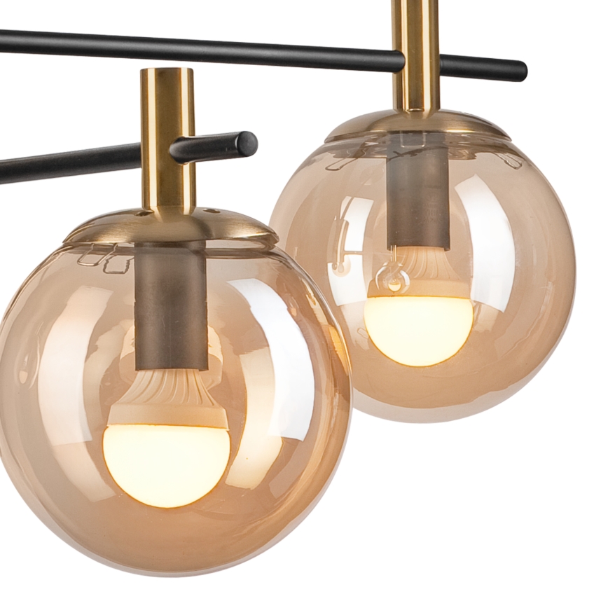 Pendellampe LILOU 4xE14/5W/230V guldfarvet/sort/røget beige