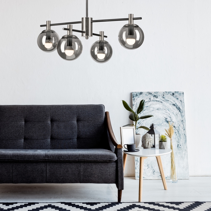 Pendellampe LILOU 4xE14/5W/230V mat krom/røget