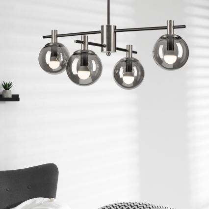 Pendellampe LILOU 4xE14/5W/230V mat krom/røget