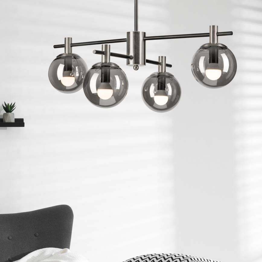 Pendellampe LILOU 4xE14/5W/230V mat krom/røget