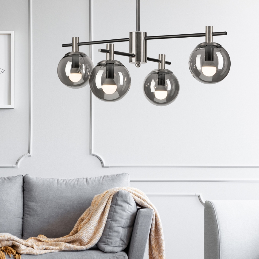 Pendellampe LILOU 4xE14/5W/230V mat krom/røget