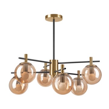 Pendellampe LILOU 6xE14/5W/230V guldfarvet/sort/røget beige