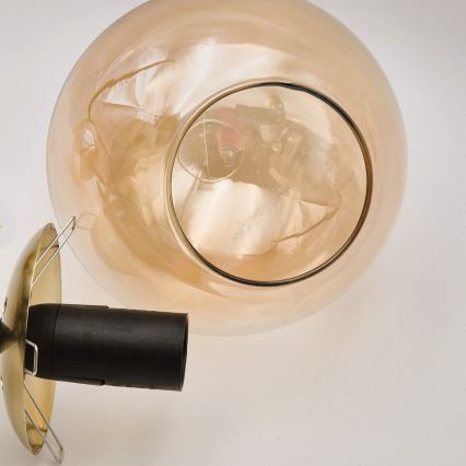 Pendellampe LILOU 6xE14/5W/230V guldfarvet/sort/røget beige