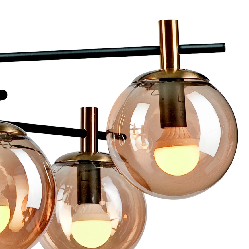 Pendellampe LILOU 6xE14/5W/230V guldfarvet/sort/røget beige