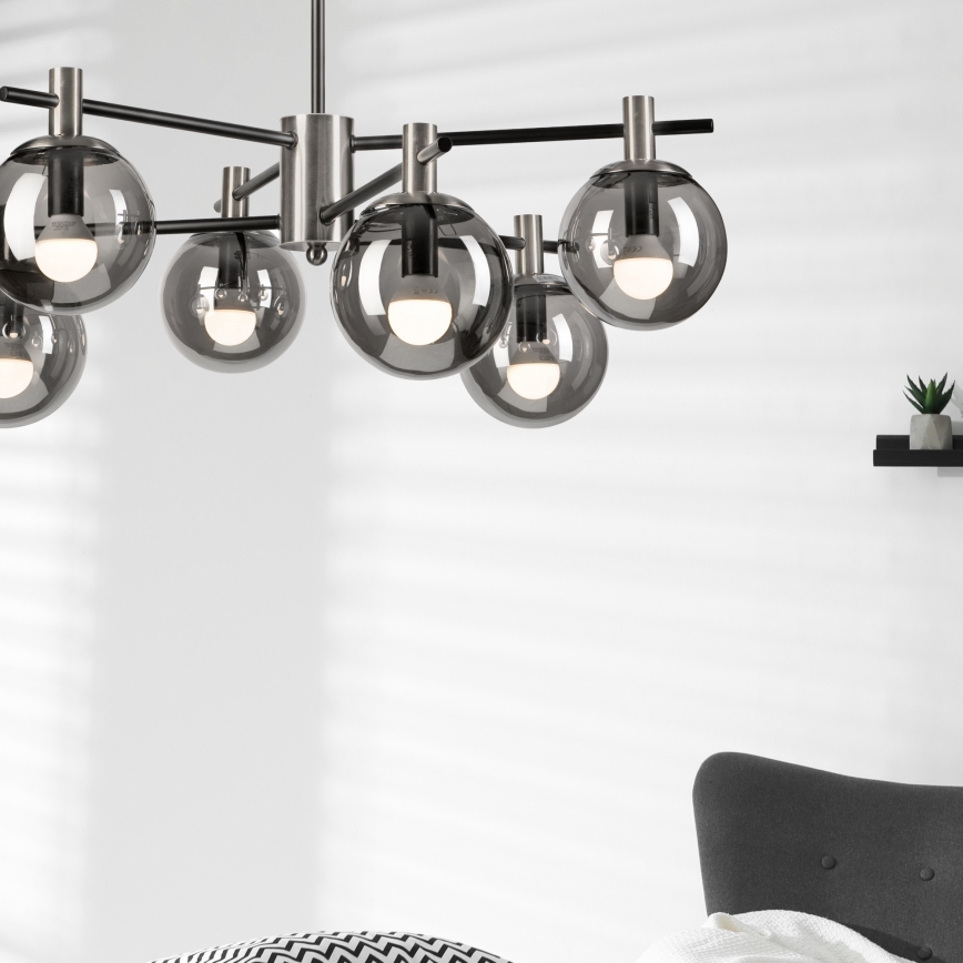 Pendellampe LILOU 6xE14/5W/230V mat krom/røget