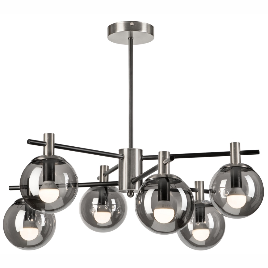 Pendellampe LILOU 6xE14/5W/230V mat krom/røget