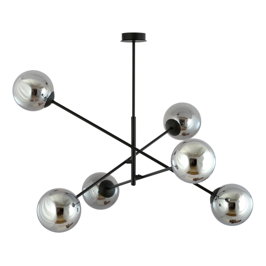 Pendellampe LINEAR 6xE14/10W/230V sort/grå